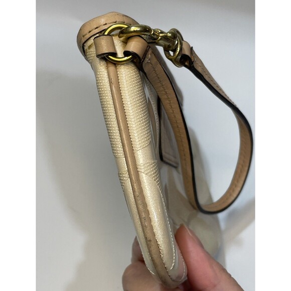 Lot of 2 Coach Tan Gray Signature Canvas Leather Wristlet Wallet Signature - Picture 9 of 16